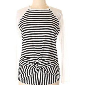 Pete twist front striped mesh sleeve top L